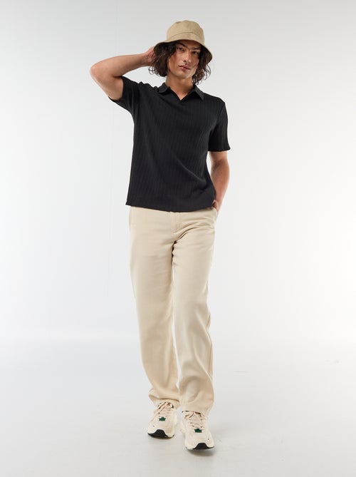 Polo en matière fantaisie ajourée - Kiabi