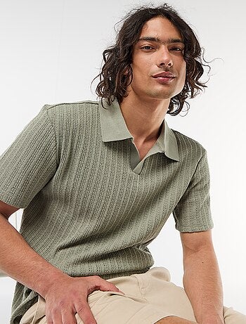 Polo en matière fantaisie ajourée