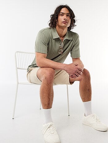 Polo en matière fantaisie ajourée