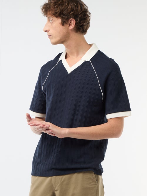 Polo en matière fantaisie col polo sans boutons - Kiabi