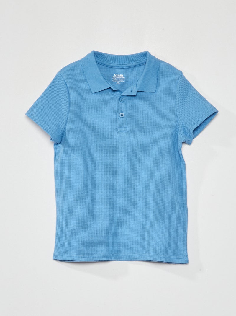 Polo en nid d'abeille Bleu - Kiabi