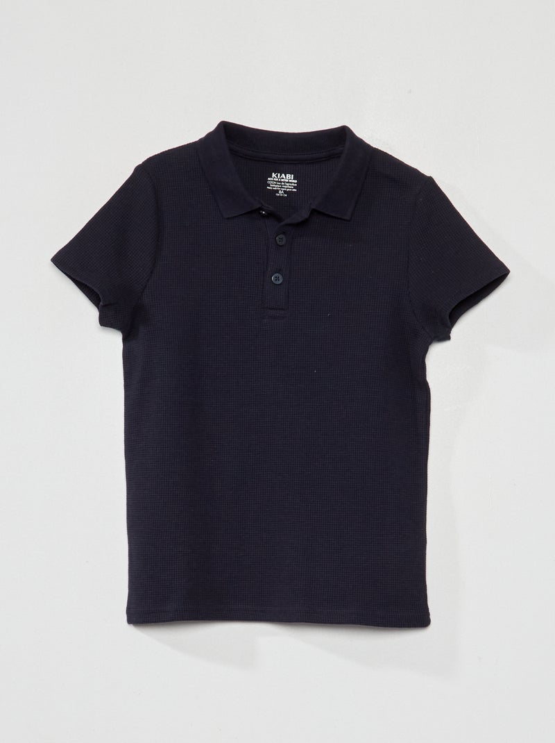 Polo en nid d'abeille Bleu - Kiabi