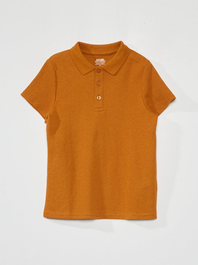 Polo en nid d'abeille Marron - Kiabi