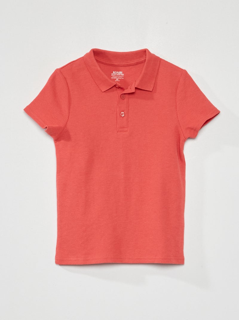 Polo en nid d'abeille Rouge - Kiabi