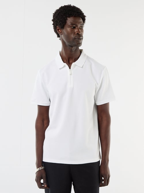 polo en nid d'abeilles avec col zippé - Kiabi