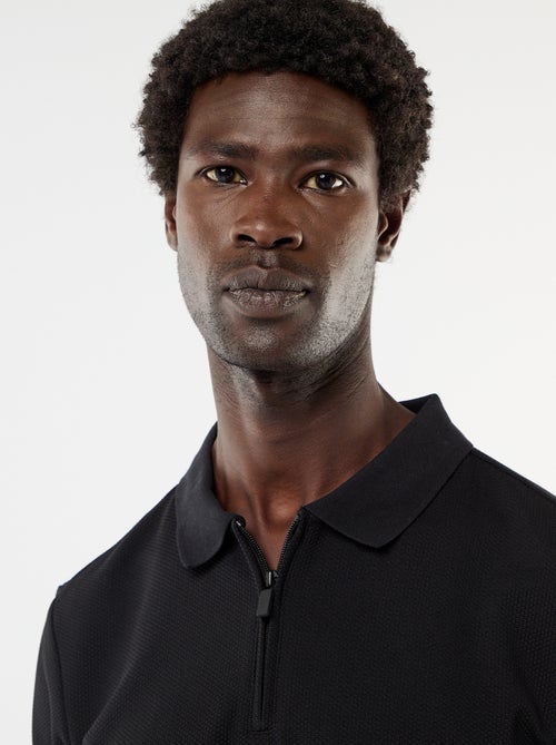 polo en nid d'abeilles avec col zippé - Kiabi