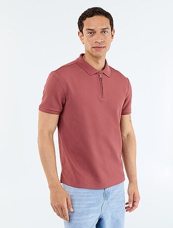polo en nid d'abeilles avec col zippé