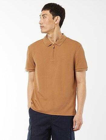 Polo en nid d'abeilles et col zippé