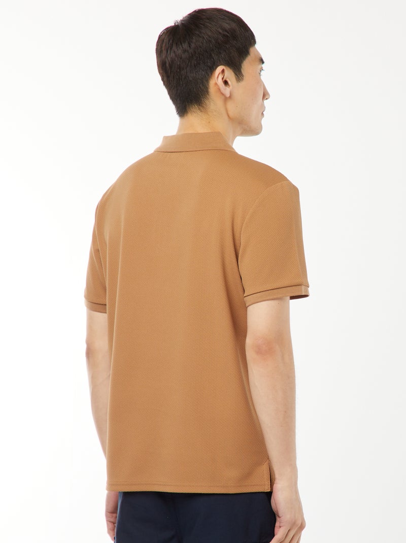 Polo en nid d'abeilles et col zippé BEIGE - Kiabi