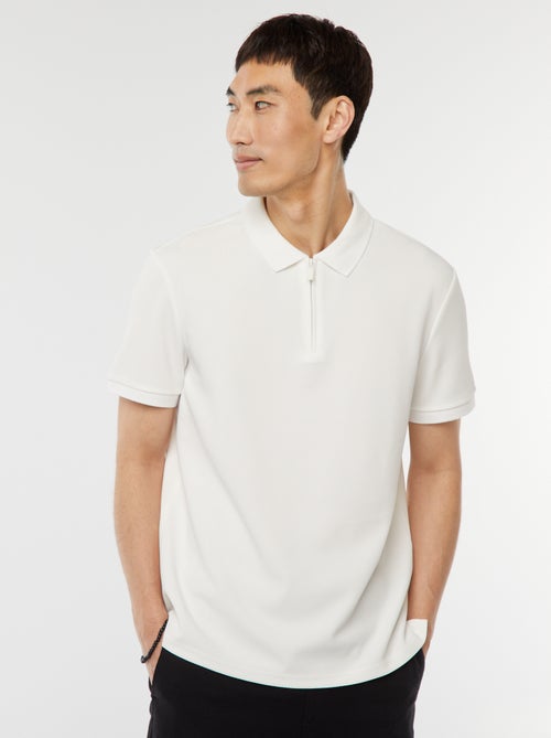 Polo en nid d'abeilles et col zippé - Kiabi