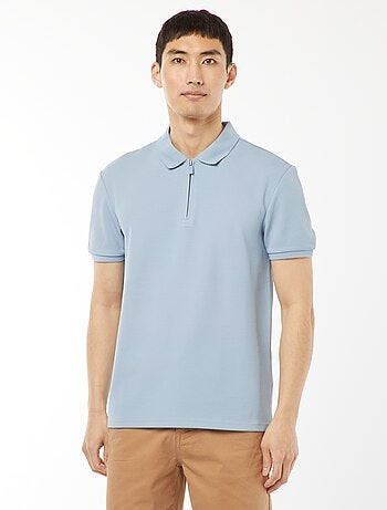 Polo en nid d'abeilles et col zippé