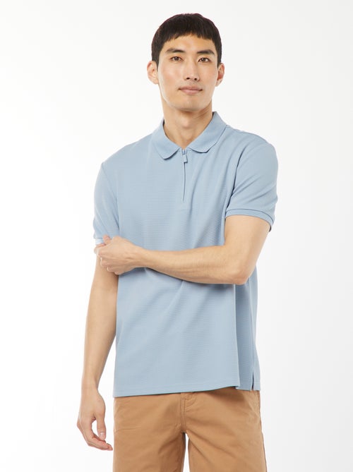 Polo en nid d'abeilles et col zippé - Kiabi