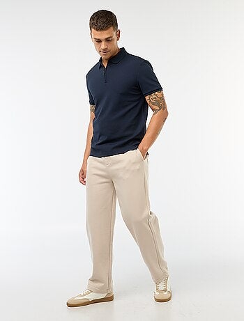 Polo en nid d'abeilles et col zippé