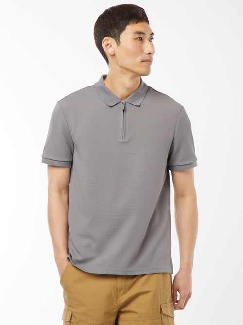 Polo en nid d'abeilles et col zippé - Kiabi