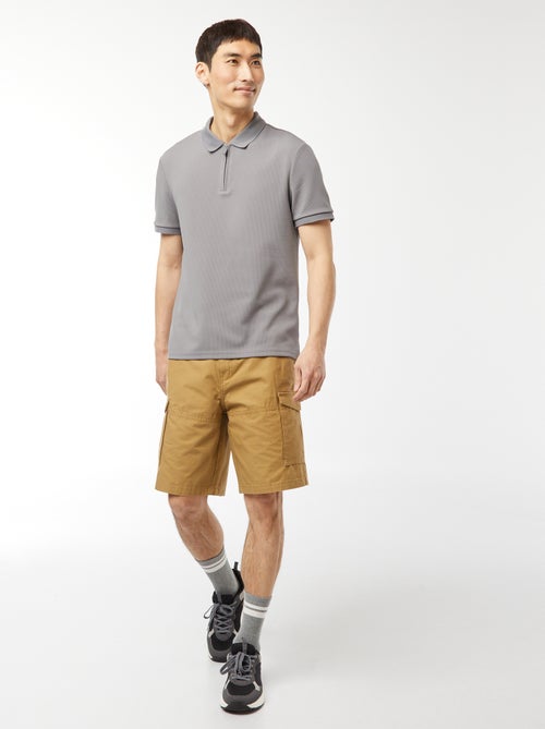 Polo en nid d'abeilles et col zippé - Kiabi