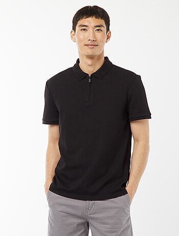 Polo en nid d'abeilles et col zippé