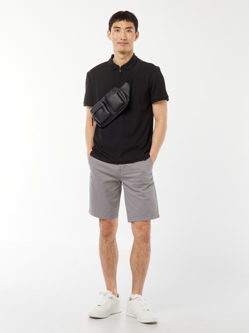 Polo en nid d'abeilles et col zippé - Kiabi