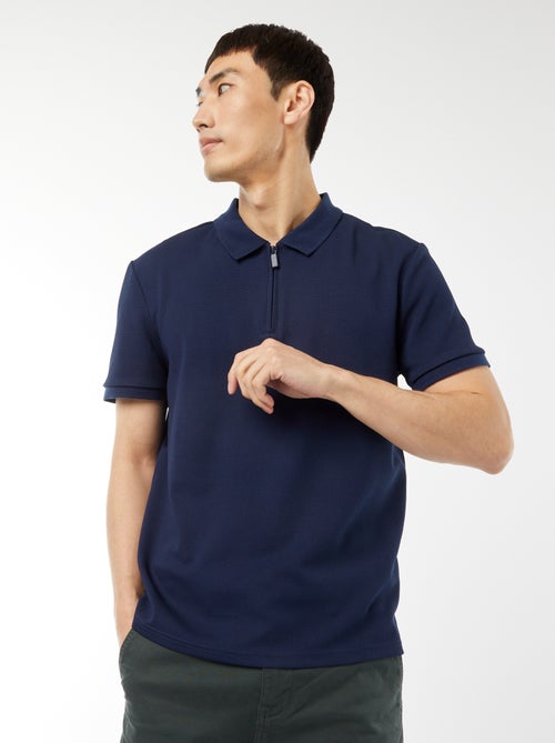 Polo en nid d'abeilles et col zippé - Kiabi