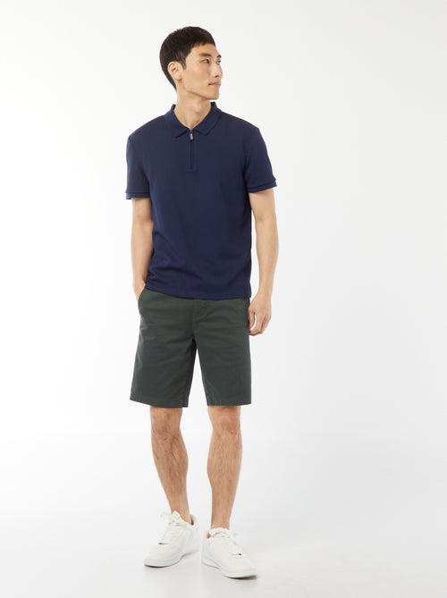 Polo en nid d'abeilles et col zippé - Kiabi