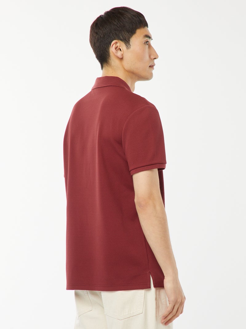 Polo en nid d'abeilles et col zippé ROUGE - Kiabi