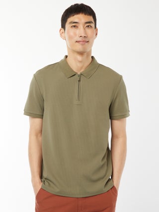 Polo en nid d'abeilles et col zippé