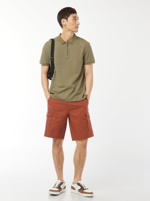 Polo en nid d'abeilles et col zippé - Kiabi