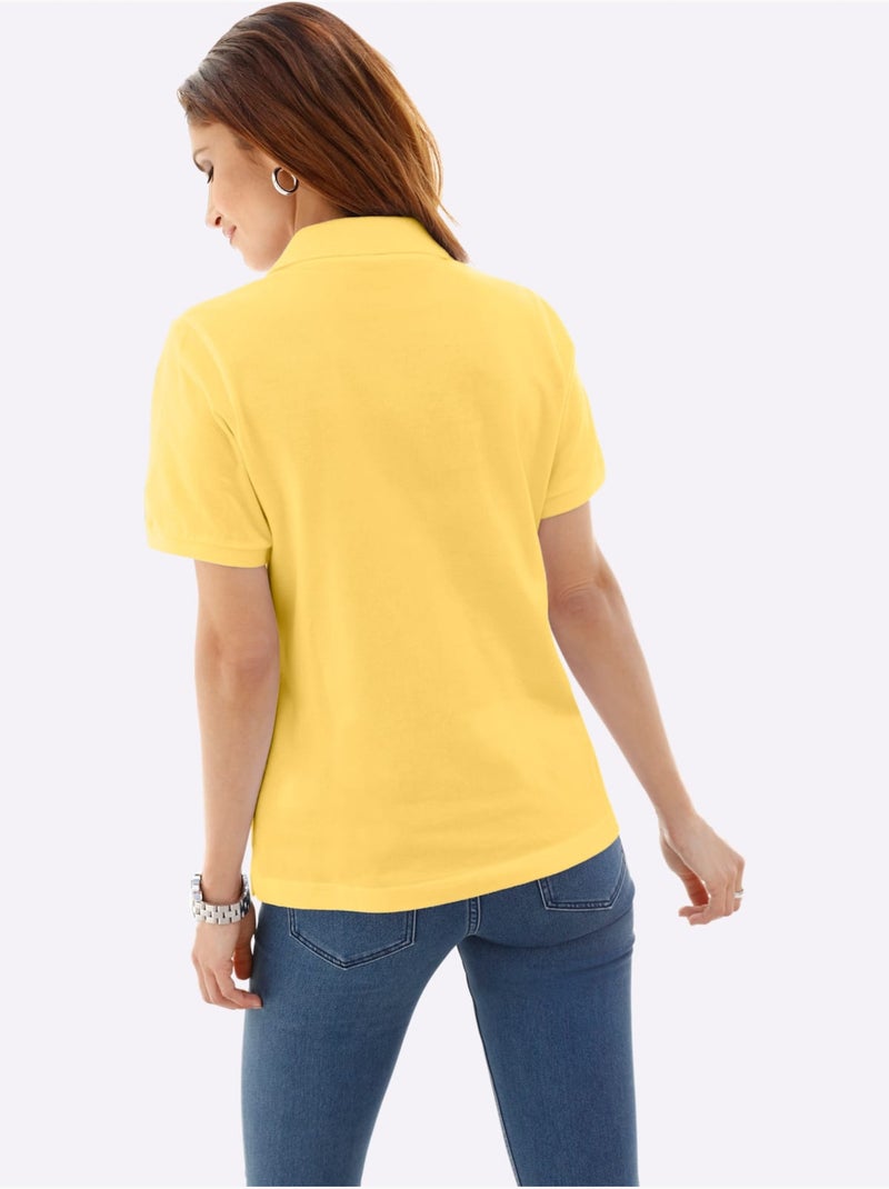 Polo en piqué avec col classique et manches courtes - Taille standard - Witt Jaune - Kiabi