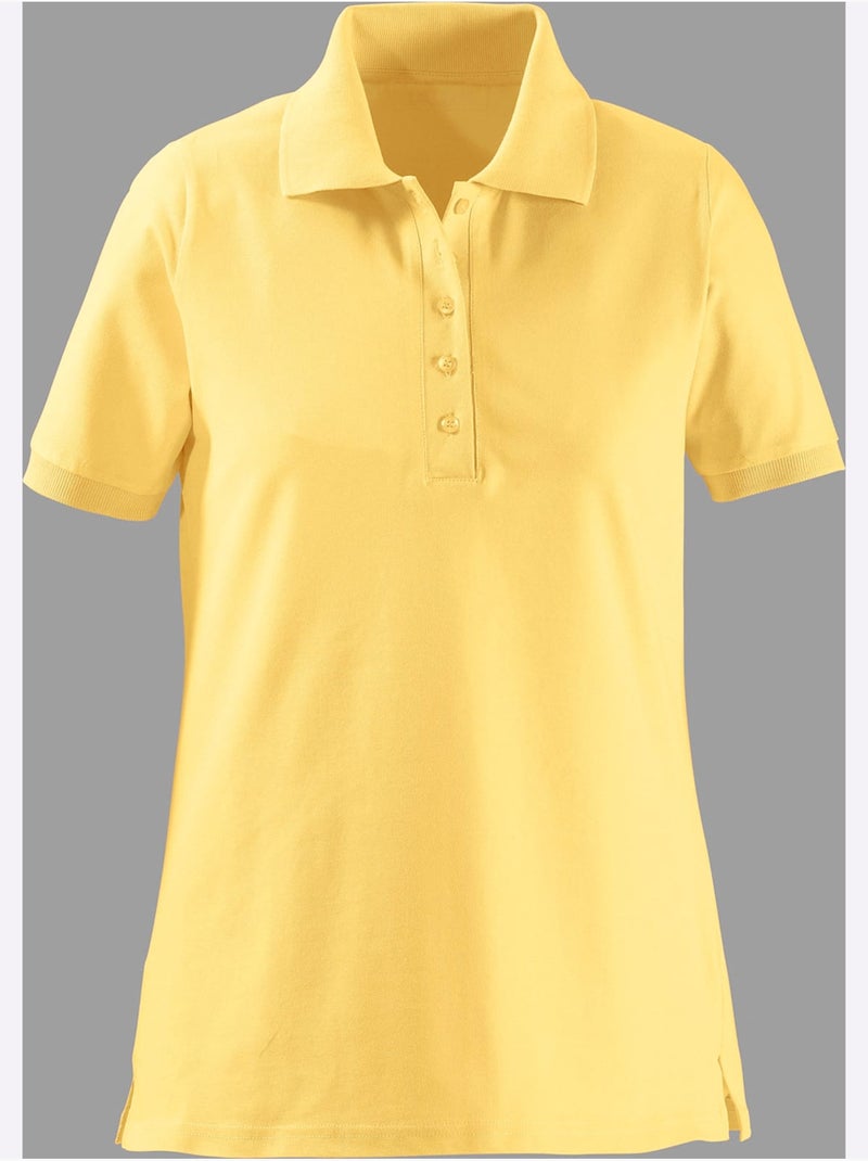 Polo en piqué avec col classique et manches courtes - Taille standard - Witt Jaune - Kiabi
