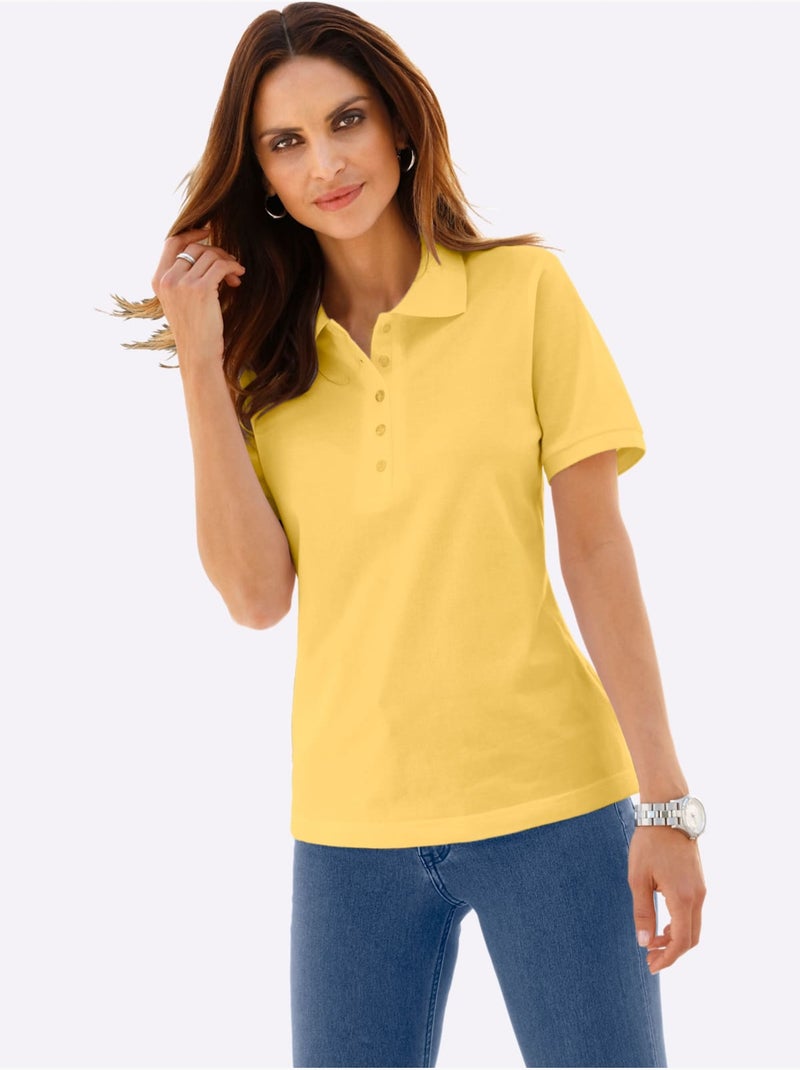 Polo en piqué avec col classique et manches courtes - Taille standard - Witt Jaune - Kiabi