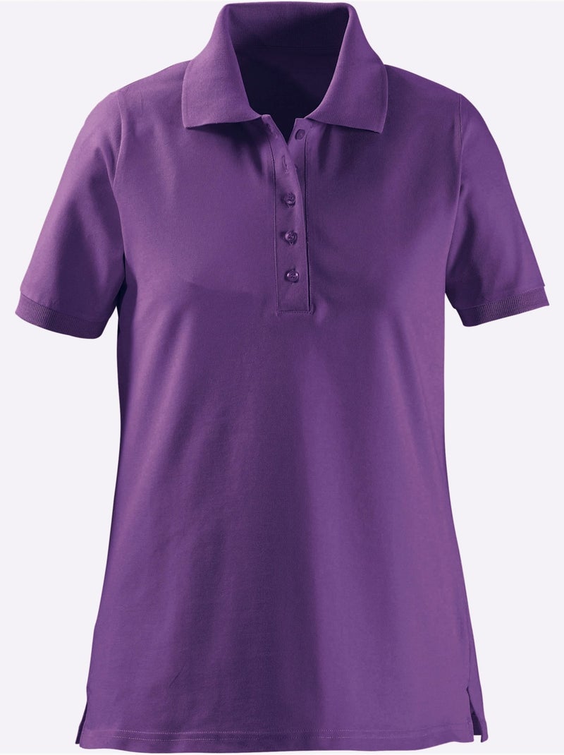 Polo en piqué avec col et manches courtes et fentes latérales - Taille standard - Witt Mauve lilas - Kiabi