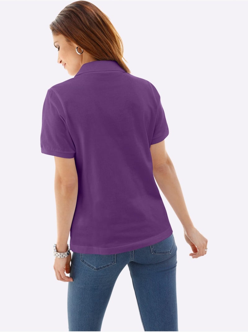 Polo en piqué avec col et manches courtes et fentes latérales - Taille standard - Witt Mauve lilas - Kiabi