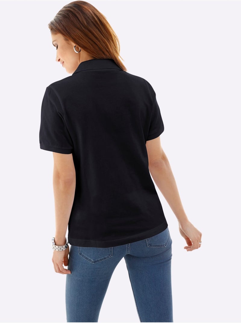 Polo en piqué avec col uni et manches courtes - Taille standard - Witt Noir - Kiabi