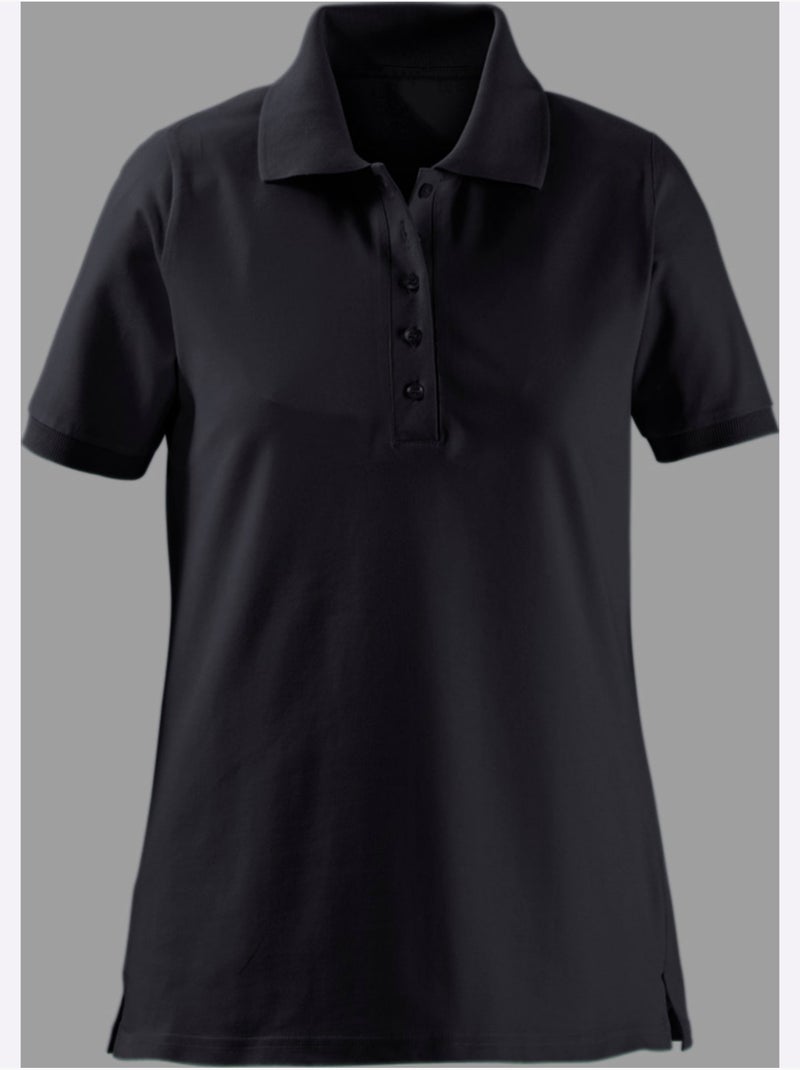 Polo en piqué avec col uni et manches courtes - Taille standard - Witt Noir - Kiabi
