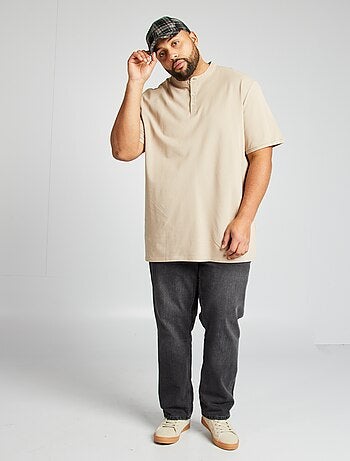 Polo en piqué de coton à col tunisien