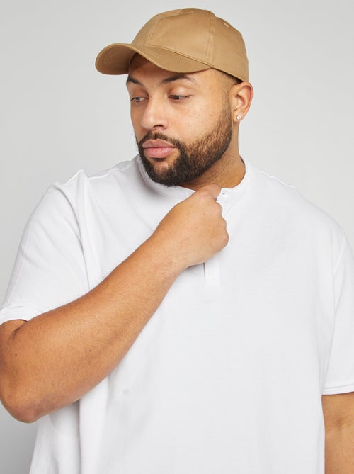 Polo en piqué de coton à col tunisien - Kiabi