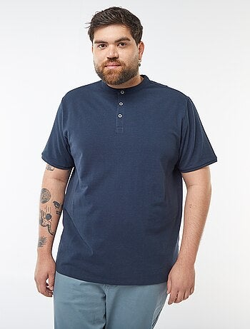 Polo en piqué de coton à col tunisien