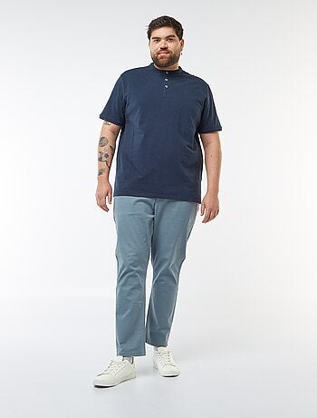 Polo en piqué de coton à col tunisien