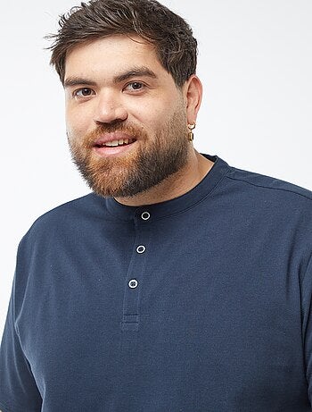 Polo en piqué de coton à col tunisien