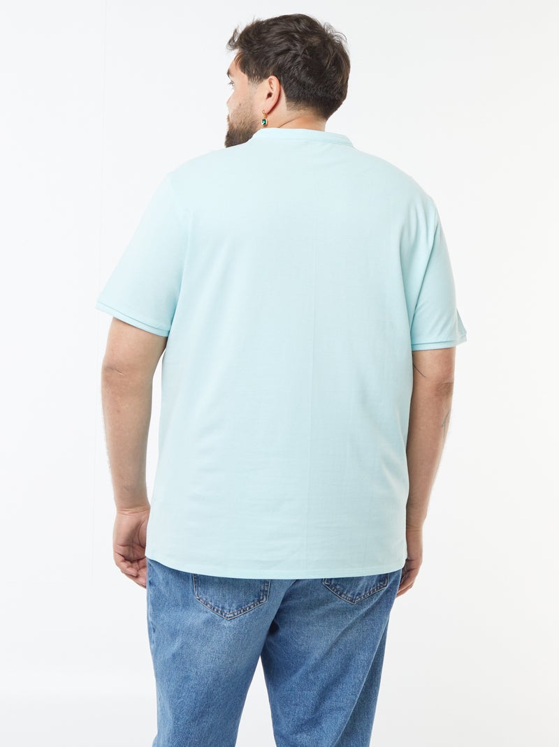 Polo en piqué de coton à col tunisien Bleu - Kiabi