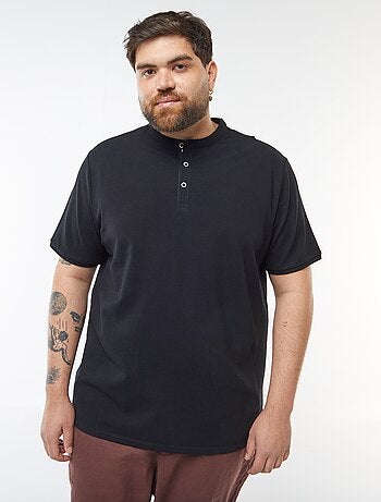 Polo en piqué de coton à col tunisien