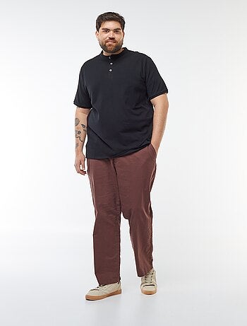 Polo en piqué de coton à col tunisien