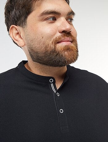 Polo en piqué de coton à col tunisien