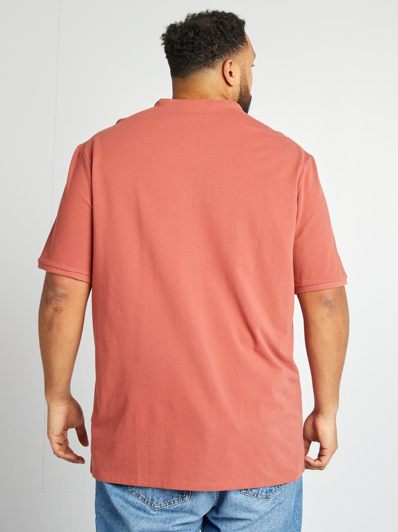 Polo en piqué de coton à col tunisien ROUGE - Kiabi