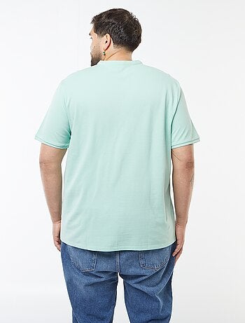 Polo en piqué de coton à col tunisien