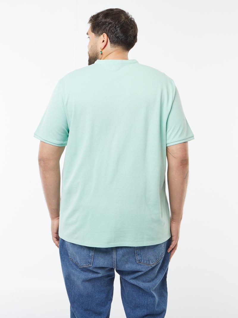Polo en piqué de coton à col tunisien Vert - Kiabi