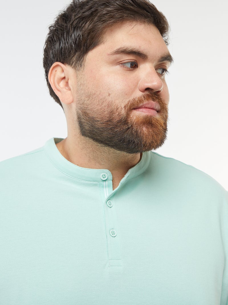 Polo en piqué de coton à col tunisien Vert - Kiabi