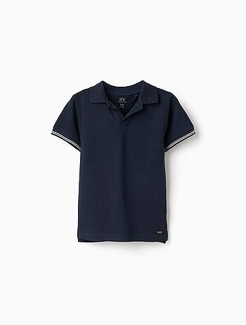 Polo en piqué de coton à manches à rayures