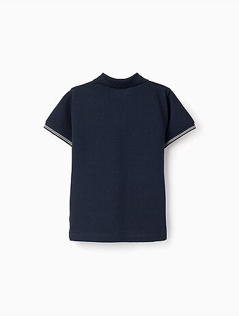 Polo en piqué de coton à manches à rayures