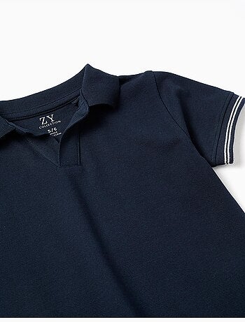 Polo en piqué de coton à manches à rayures