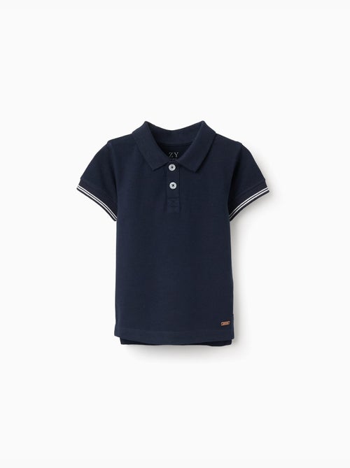 Polo en piqué de coton à manches à rayures - Kiabi